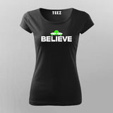 Believe Space T-Shirt for Women - Inspire Cosmic Dreams