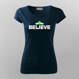 Believe Space T-Shirt for Women - Inspire Cosmic Dreams