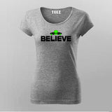 Believe Space T-Shirt for Women - Inspire Cosmic Dreams