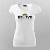 Believe Space T-Shirt for Women - Inspire Cosmic Dreams