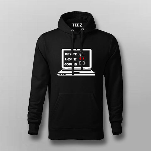 Peace Love Coding Hoodie For Men – Programmer’s Essential Wear