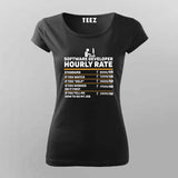 Software Developer Hourly Rate T-Shirt for Women-Funny Coder Tee