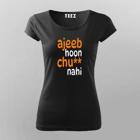 ajeeb hoon Black Half Sleeve T Shirt For Women