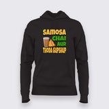 Samosa Chai & Gupshup Hoodie For Women - Fun Desi Vibes