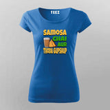 Samosa Chai & Gupshup T-Shirt  For Women - Fun Desi Vibes