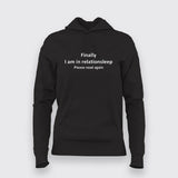 Finally I Am In Relationsleep Please Read Again Hoodies For Women