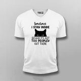 Funny Sometimes I Stay Inside Because It's Just Too Peopley Out There T-shirt For Men