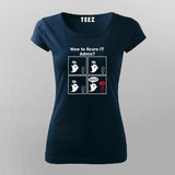 How to Scare IT Admin funny Programming Joke T-shirt for Women Online India.