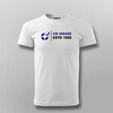 White round-neck cotton t-shirt with IIM Indore logo, ESTD 1996