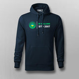 IIM Shillong men's hoodie in navy blue with front logo