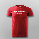 Red round neck cotton T-shirt with 'IIT Mandi ESTD 2009' and the 'IITIAN' tag displayed in white