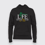 Life is light black hoodie for women