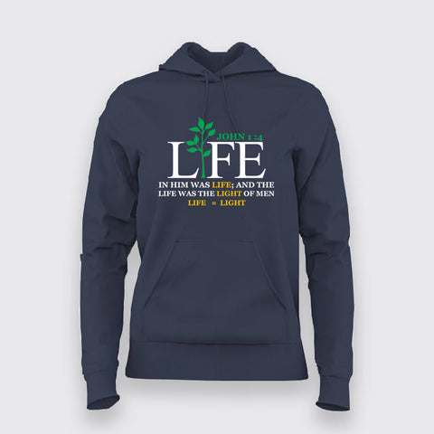 Life is light navy hoodie for women