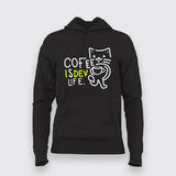 Kawaii Cat Coffee - Funny Developer Life Women's Hoodie