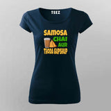 Samosa Chai & Gupshup T-Shirt  For Women - Fun Desi Vibes