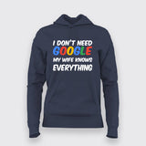 I don't need google navy Hoodie For women