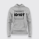 Professional ID10T Funny Programming Hoodies For Women