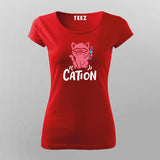 Funny Chemistry Cat T-Shirt For Women | Cation Science