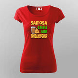 Samosa Chai & Gupshup T-Shirt  For Women - Fun Desi Vibes