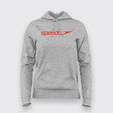 Comfort-fit Speedo cotton hoodie for women, grey with corporate logo.