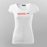 Sporty Speedo women's round neck cotton t-shirt, white with red logo