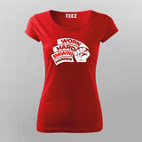 WORKHARDERRedHalfSleeveTShirtForWomen