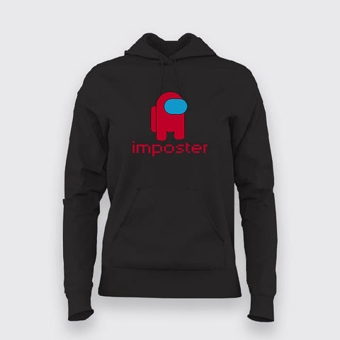 amongusimposterBlackHoodieForWomen