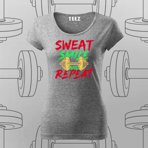 Sweat, Smile & Repeat Gym T-shirt For Women