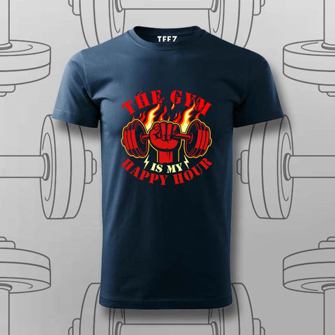 The Gym Is My Happy Hour T-Shirt For Men – Lift, Sweat, Repeat