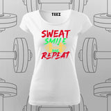 Sweat, Smile & Repeat Gym T-shirt For Women