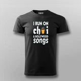 I Run On Chai & Bollywood Songs T shirt For Men