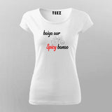 spicy white half sleeve t shirt for women 
