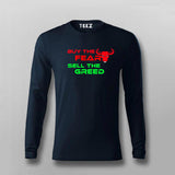 Buy The Fear Sell The Greed Stock Market T-Shirt For Men