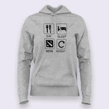 Eat Sleep Dota Repeat Hoodies For Women Online India