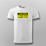 Caution I Curse When I Commit Code T-Shirt For Men Online