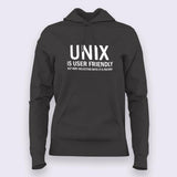 Unix is User Friendly Geeky Hoodies For Women