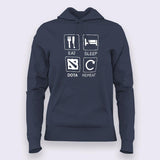 Eat Sleep Dota Repeat Hoodies For Women