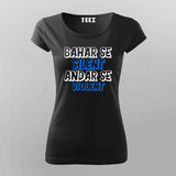 Bahar Se Silent Andar Se Voilet Hindi T-shirt For Women