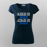  Bahar Se Silent Andave Se Voilet Hindi T-shirt For Women Online India 