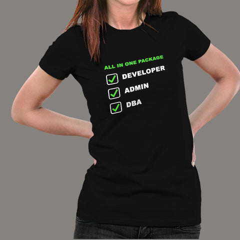 Developer – Admin – Dba All In One Package T-Shirt For Women Online India