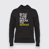 Build Tune Race Break Fix Repeat T-Shirt For Women