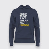 Build Tune Race Break Fix Repeat T-Shirt For Women