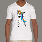 Dabbing Unicorn Dancing Men’s V Neck T-shirt online india