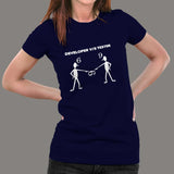 Developer Vs Tester Funny Arguments Programming T-Shirt For Women