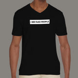 Fake People V-Neck T-Shirt For Men Online India