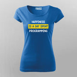 Happiness Is A Day Spent Programming Programmer Funny T-Shirt For Women