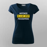 Happiness Is A Day Spent Programming Programmer Funny T-Shirt For Women