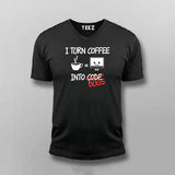 I Turn Coffee Into Code Bugs Coffee V-neck T-Shirt For Women Online India