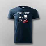 I Turn Coffee Into Code Bugs Coffee T-shirt For Men