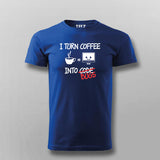 I Turn Coffee Into Code Bugs Coffee T-shirt For Men